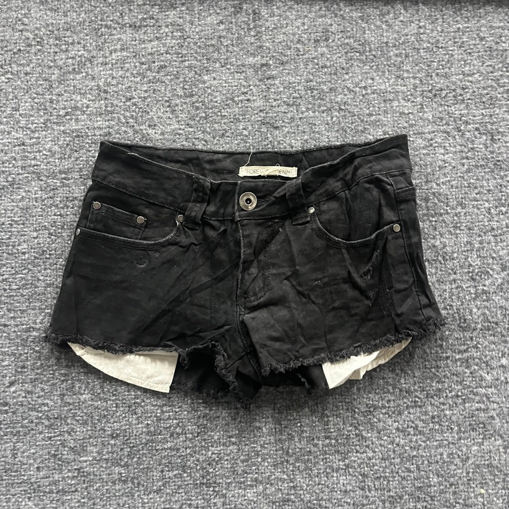Forever 21 Shorts Womens Size 28 Black Denim Distressed Cutoff Raw Hem Casual